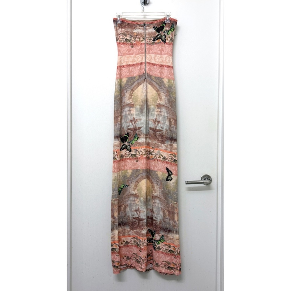 Alice + Olivia Versailles Delora Strapless Maxi Dress Pink Butterfly 2 - Picture 9 of 16